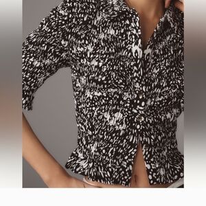 Maeve Smocked Button Front Top Nwt